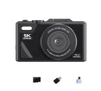 FUANA Digital Camera, Digital Video Camera, 64MP 3 Inch LCD Flip Screen Auto Focus 18X for Beginners, Teens, Students(Black 32G)