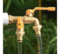 FUANA Double Taps Brass Water for Garden Hose Splitter 2 Way Thread Connector