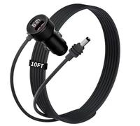 FUANA Dual USB Car Charger for Starlink Mini - 3m Cable, Waterproof Design with Voltmeter, ABS Construction, Compact 12 * 9 * 6cm Black Earphone Cable