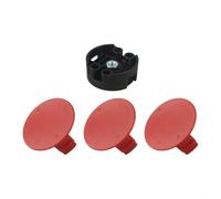 FUANA for BOSCH for AFS 23-37 Lawn Mower Compatible Replacement Parts Set With Red Lid And Black Base, Heavy-Duty Plastic Spool Cover, Includes 3 And 1 Base