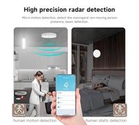 FUANA For Tuya/For Zigbee Smart Human Presence Sensor 24G Detection, Motion and Static Monitoring, 0-11m Range, App Remote Control Earphone Cable