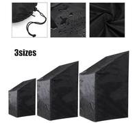 FUANA Garden Furniture Cover 190T Silver Coated Polyester, All-Weather Stackable Chair Protector Outdoor Table and Grill, Black Medium 25x28x27.5 Inch