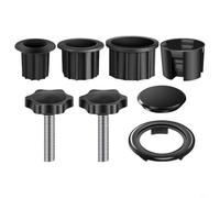 FUANA Garden Parasol Base Fitting Set 3-Pack Reducing Rings 32 38 48 mm Plastic Tube Sleeves M8 Screws Hole Cover for Outdoor Umbrella Pole Support Black