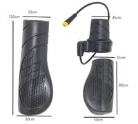 FUANA Half Turn Throttle for Electric Bicycle E-bike for M8 Waterproof Head 30-32cm Line Length Anti-Slip Grip Plastic Shell Black