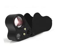 FUANA Jewelry Magnifying Glass with 30x/60x for Dual Zoom & Built-in LED Light Engraving Inspection Portable ABS + Metal Loupe