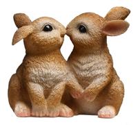 FUANA Kissing Bunny Easter Decor, Resin Figurine in White and Brown, Minimalist Rabbit Statue for Wedding Birthday, Tabletop Landscape Ornament(B)