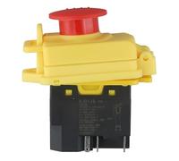 FUANA KJD17B 5Pin Waterproof Electromagnetic Push Button Switch for Mini Lathe, IP54 Rated, 250V 5E4 Cycles, Yellow/Black Electric Tester Sensor Receiver