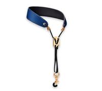 FUANA Leather Saxophone Neck Strap for Soprano Tenor Alto Baritone Sax, Compatible with Bass Clarinet English for horn Bassoon Oboe, Adjustable 45-58cm, 3.5cm Width, Multi Color Blue