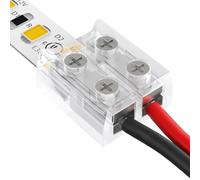 FUANA LED Strip Light Connector Kit, No-Solder 2-Pin for 8mm/10mm SMD & COB Tape Lights, Transparent PVP Housing, 0-36V, 6A, Reusable 10mm