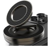 FUANA Magnetic Phone for RING Holder with 360° Rotation and Foldable Stand, Metal Alloy Slim Grip Compatible with Most Smartphones, Black