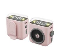 FUANA Mini Speaker with Magnetic Back Clip, Night Light and Time Display, 5W Portable Retro Audio for ON-THE-GO, 400mAh Earphone Cable