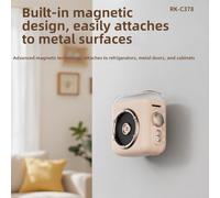 FUANA Mini Speaker with Magnetic Back Clip, Night Light and Time Display, Portable 5W Retro Sound for On-the-Go Use, 400mAh Battery Earphone Cable