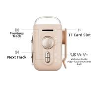 FUANA Mini Speaker with Magnetic Back Clip, Night Light and Time Display, Portable Retro Design for On-the-Go Use, 5W, 400mAh Earphone Cable