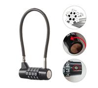 FUANA Password Lock for Refrigerator Cabinet Door Garden Padlock with 5mm Steel Cable, 175mm Alloy + PVC, 4-Dial Combination Door Lock