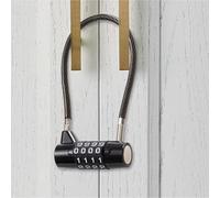 FUANA Password Lock with 5mm Steel Cable for Refrigerator Cabinet Door Garden Toolbox Bike Gym Locker, 4-Dial Combination, Lightweight Portable Design Door Lock