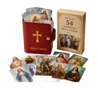 FUANA Pocket Prayer Cards Set, 54 Assorted Holy Blessing Cards in Blue