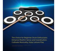 FUANA Portable Electronic Drum Set for Kids with 2 Pedals and Drumsticks, PVC+Silicone Practice Pad, Black/Green, for External Speakers Earphone Cable