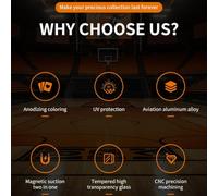 FUANA Protective Case for PSA Rated Cards, Aluminum and Tempered Glass Design, Compact 14.2 x 8 x 1 cm, for Collectors, Black Earphone Cable