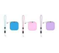 FUANA PU Carrying Case for Takara Tomy Punyrunzu, Compact Protective Bag with Zipper Closure and Carabiner, Purple Earphone Cable