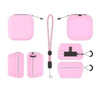 FUANA PU Carrying Case for Takara Tomy Punyrunzu, Compact Protective Case with Zipper Closure and Carabiner, Purple/Blue/Pink Earphone Cable