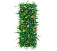 FUANA Realistic Artificial Grass Wall Panel, Fake Lawn with Flowers for Garden Partition, Outdoor Decor, for Green Plastic Mat(23×60cm)