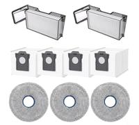 FUANA Replacement Kit for Dreame X60 Max Ultra Complete X60 Ultra and X60 Master, 2 Filters 3 Mop Cloths and 4 Dust Bags for Pet Hair and Debris Removal(A)