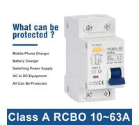 FUANA Residual Current Circuit Breaker for MCB RCCB RCD Type A/AC RCBO DPNL 30mA 4.5kA Trip Indicator 220V C-Curve 6-80A for 25mm² Wiring Electric Tester Sensor Receiver