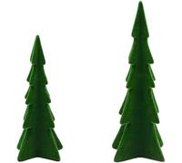 FUANA Resin Flocked Christmas Tree Set, Winter Garden Decor | for durable Resin, Snowy Flocked Finish, Compact Table Size, Festive Home Office Patio Decor, Green Holiday Ornament