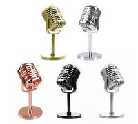 FUANA Simulation Props Mic: Classic Retro for Dynamic Vocal Microphone, Vintage Style Non-Functional Prop for Decorative Use, 6.5 x 2 in, Gold Earphone Cable