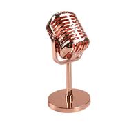 FUANA Simulation Props Mic: Classic Retro Microphone for Dynamic Vocal Mic, Gold/Black/Silver, 6.5 x 2 Inches, Non-Functional Vintage Style Prop with Stand for Decorative Use Earphone Cable