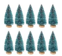 FUANA Sisal Snow Frosted Christmas Trees 10 Pack, 3 Assorted Sizes Hemp Wire Pine Ornaments for Tabletop Railway Holiday Village(13cm hemp tree)
