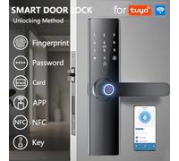 FUANA Smart Fingerprint Door Lock for Tuya, Waterproof Metal Entry Lock with App Control, Fingerprint Recognition, IC Card, Password & Key Access Door Lock