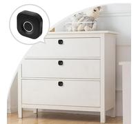 FUANA Smart Fingerprint Drawer Lock for Cabinet, Shoe Box, Desk - Plastic Security Handle with USB Charging & Key Management, 3 AA Batteries, Silver Door Lock