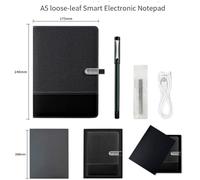 FUANA Smart Pen Notebook Set with Real-time Digitization and Text Conversion, Compatible Sync for Portable Note-Taking, Black ABS Design Earphone Cable