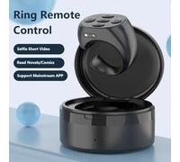 FUANA Smart Ring for Wireless Page Turning and Selfie Control with Charging Compartment, 5.3, 40mAh Battery, Compatible for Most Reading Video Apps, Black Earphone Cable