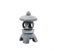FUANA Solar Pagoda Lantern Japanese Garden Ornaments - Resin Stone Effect Outdoor Decor Light for Zen Yard Patio Lawn Waterproof Grey(B)