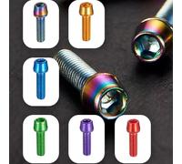 FUANA Stem Screws Set of 6 M5 x 18mm Stainless Steel for Bike Front Fork with Washers, Red/Blue/Green/Gold/Purple/Seven Colors Bike Repair Kit