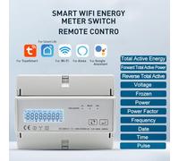FUANA Three Phase Bidirectional Energy Meter with RS485 Modbus RTU, 126x98x80mm for Tuya Smart IoT Platform, Built-in Relay, LCD Display Electric Tester Sensor Receiver