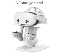 FUANA VR Headset Holder for Meta Quest 2/3 - Space-Saving Stand with Sturdy ABS Design, for Controllers and Accessories, Black Earphone Cable