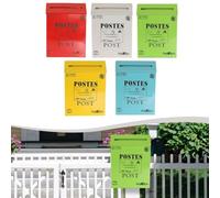 FUANA Wall Mount Mailbox for Home Decor, Vintage Metal Iron Design with Rustic European Style, 29 cm H x 22 cm L x 6 cm W, for Photography Props, Blue/Red/White/Green/Yellow Door Lock