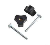 FUANA Woodworking T-Track Bolts Knobs Kit M6 Thread T Slot Clamps for Jigs Fixtures Workshop Tools 2 Sets Silver Black