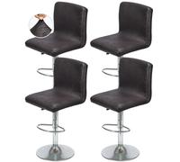 FUANGUI Bar Stool Covers Set of 4, Textured Faux Leather Stretch Bar Stool Chair Cover Slipcovers, Counter Stool Bar Chair Covers for Kitchen Pub Dining Room Retro Style Home Deco- Black