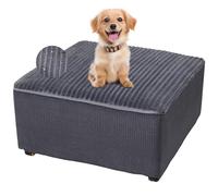 FUANGUI Ottoman Cover Square,Waterproof Thick Slipcover for Living Room, Washable Storage Footstool Furniture Protector for Dogs, Pets,with Nonslip Elastic Bottom, Dark Grey, XX-Large