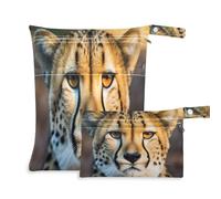 Fuauuyl Baby Cloth Diaper Bags, Waterproof Wet Dry Bag with Zippered Compartments for Beach Gym Pool Travel - 11.8 x 14.2in-（Tiger Watching You）