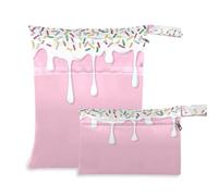 Fuauuyl Baby Cloth Diaper Bags, Waterproof Wet Dry Bag with Zippered Compartments for Beach Gym Pool Travel-（Colorful Icing Dripping）
