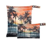 Fuauuyl Beach Sunset Baby Cloth Diaper Bags, Waterproof Wet Dry Bag with Zippered Compartments for Beach Gym Pool Travel - 11.8 x 14.2in