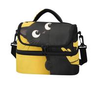 Fuauuyl Black Cat Insulated Lunch Bag for Women Men, Reusable Leakproof Lunch Box Double Deck Cooler Tote Bag Adult for Work Picnic Travel, 8L