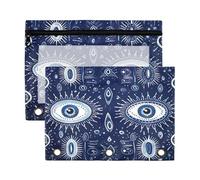 Fuauuyl Blue Demon Eye Pencil Pouch for 3 Ring Binder Clear Window Pencil Case for Binder Pencil Bags with Zipper -2 Pack