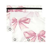 Fuauuyl Bows and Ribbons Pencil Pouch for 3 Ring Binder Clear Window Pencil Case for Binder Pencil Bags with Zipper -2 Pack
