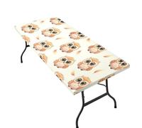 Fuauuyl Cartoon Owls Fitted Table Cover Rectangle Stretch Table Cloth for Dining Party Kitchen Banquet Picnic Camping, Machine Washable, 2.5x6 ft